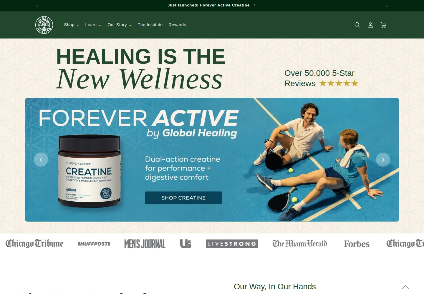 Captured homepage of globalhealing.com in the current scan