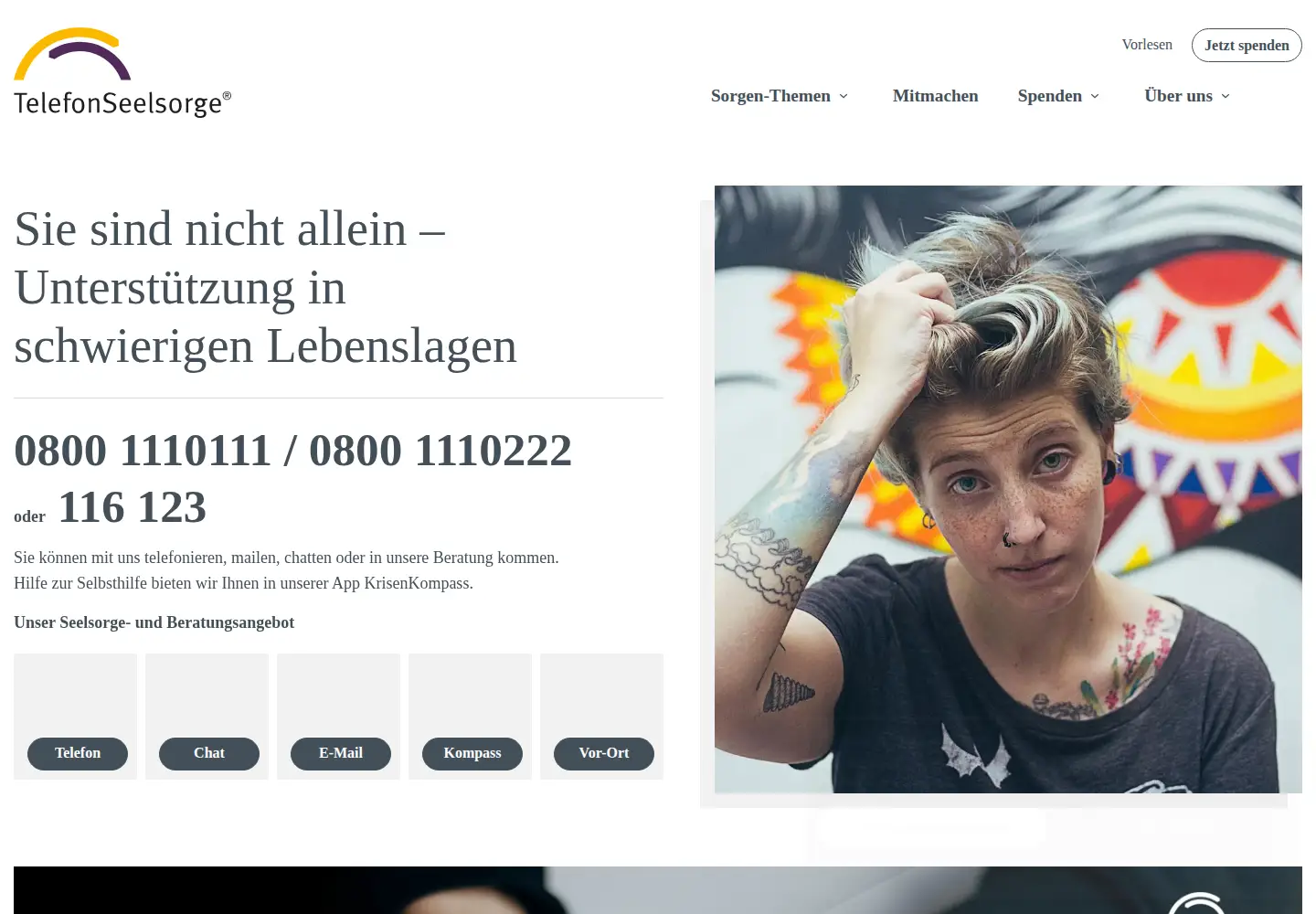 Screenshot of telefonseelsorge.de