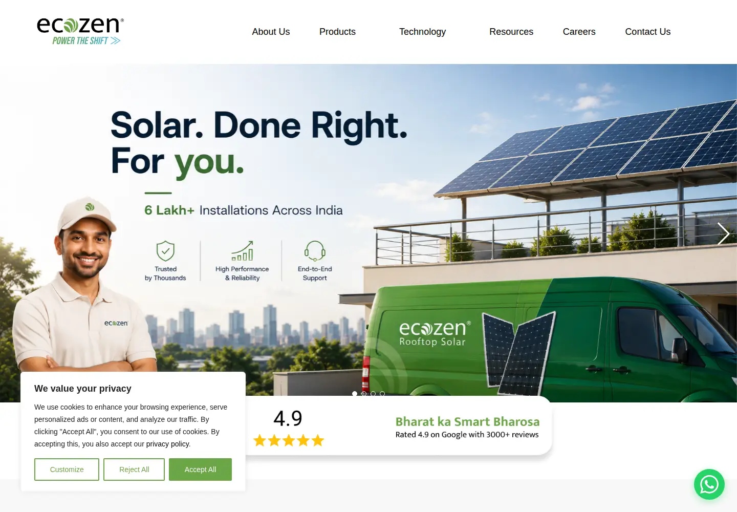 Captured homepage of ecozensolutions.com in the current scan