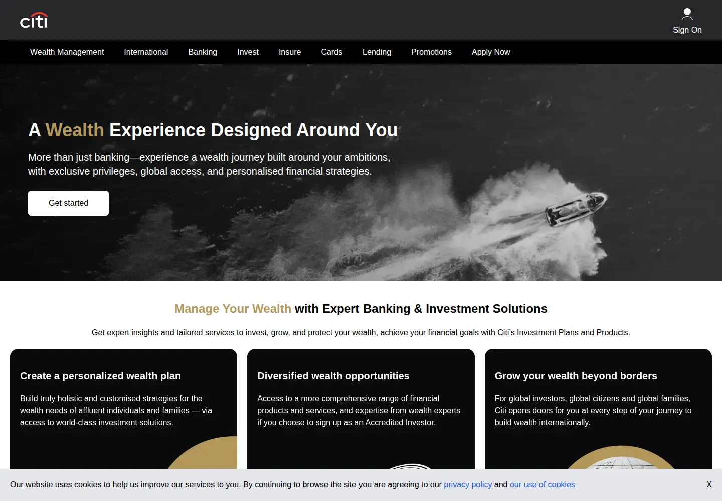 Screenshot of citibank.com.sg