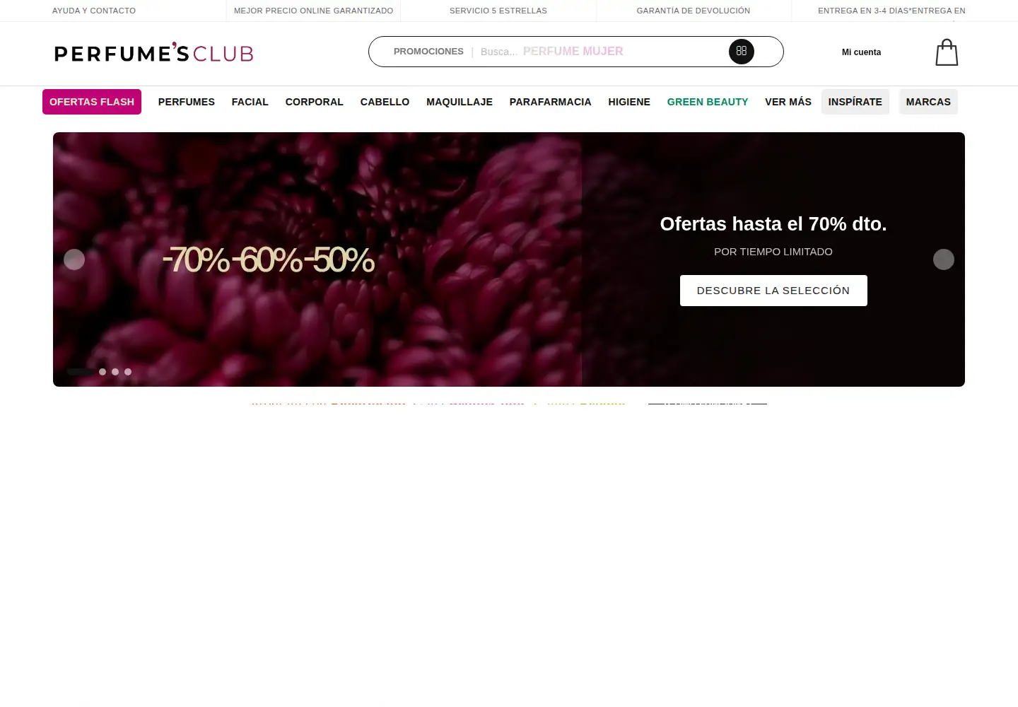 Captured homepage of perfumesclub.com in the current scan