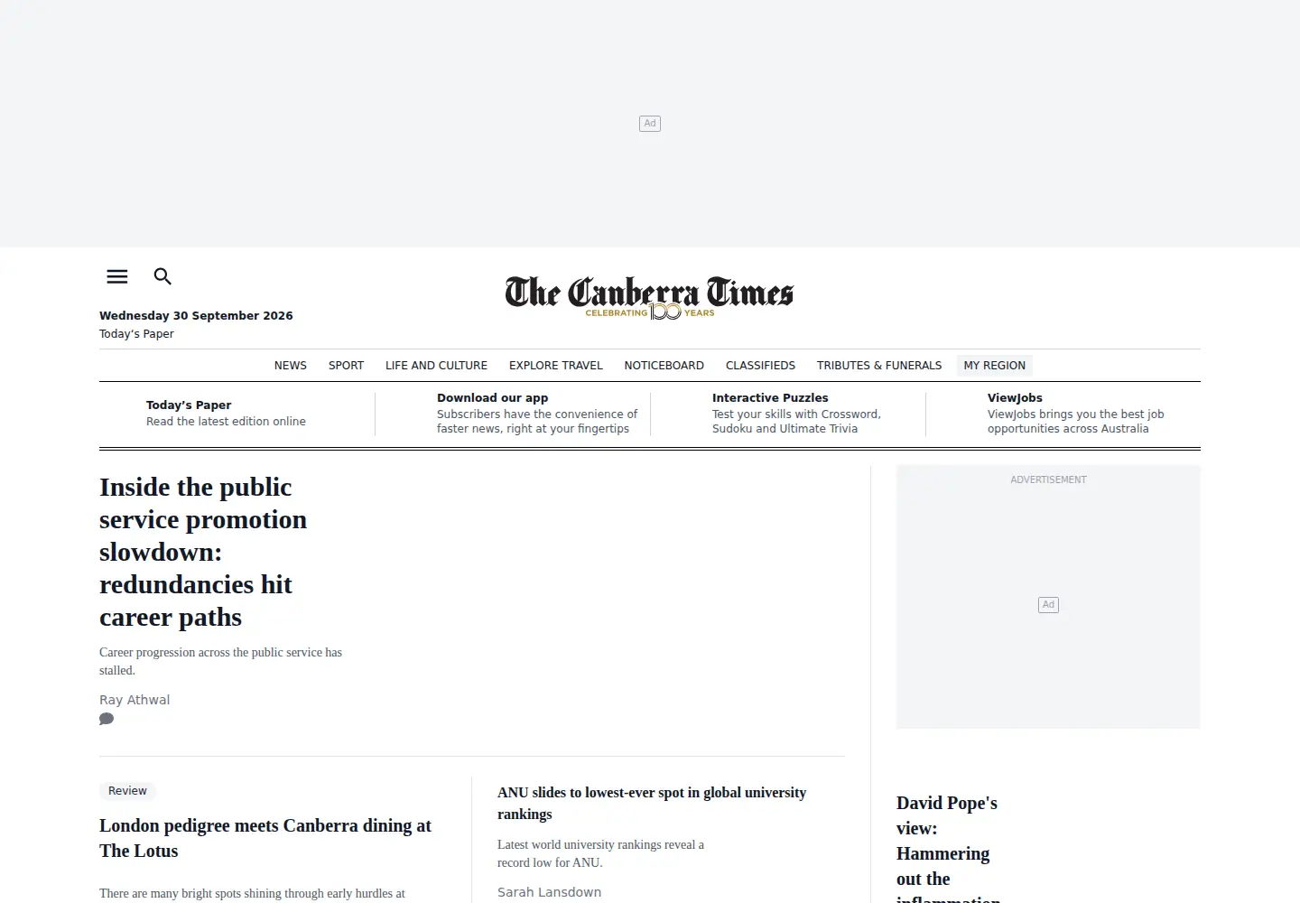 Screenshot of canberratimes.com.au