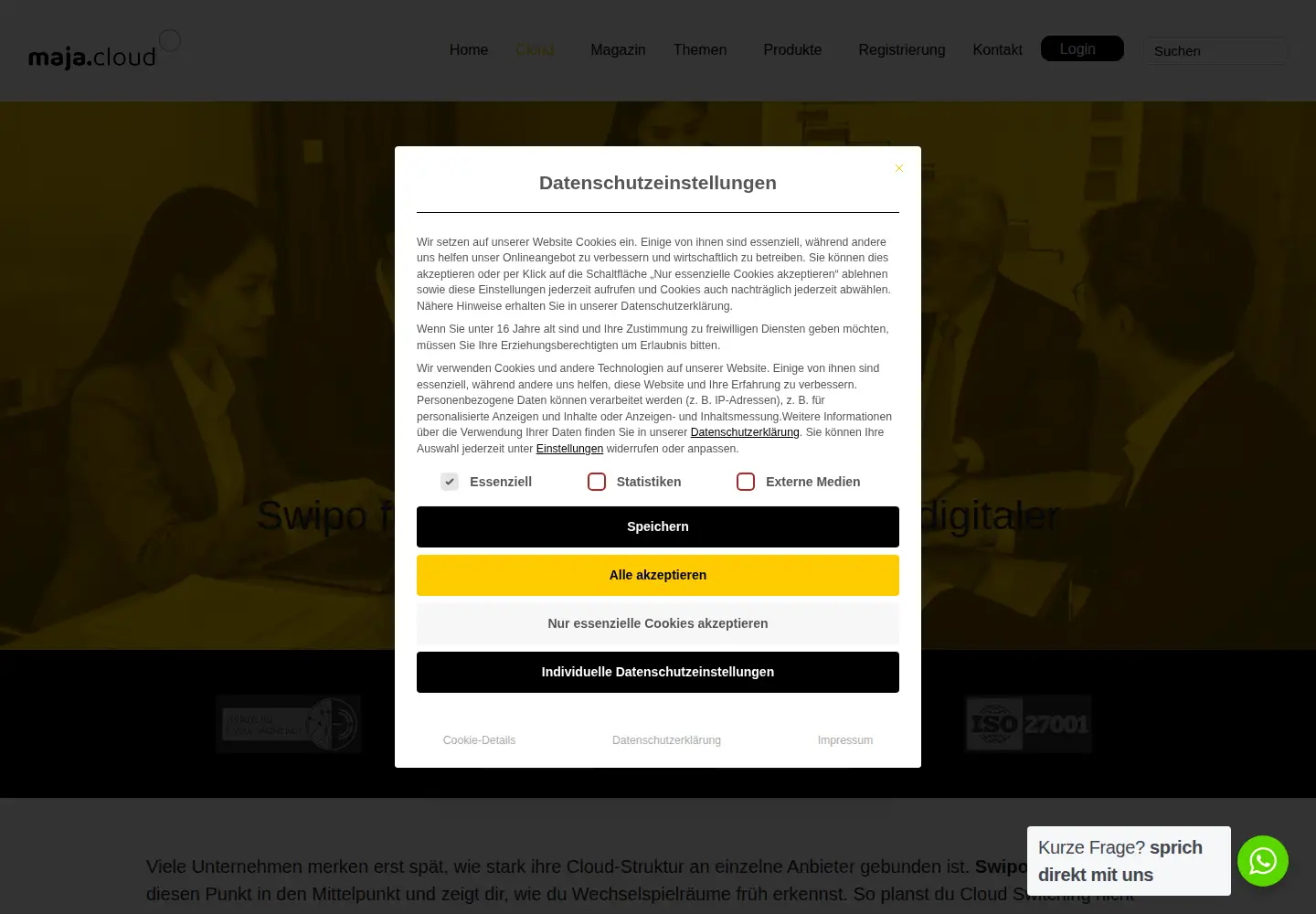 Captured homepage of swipo.eu in the current scan