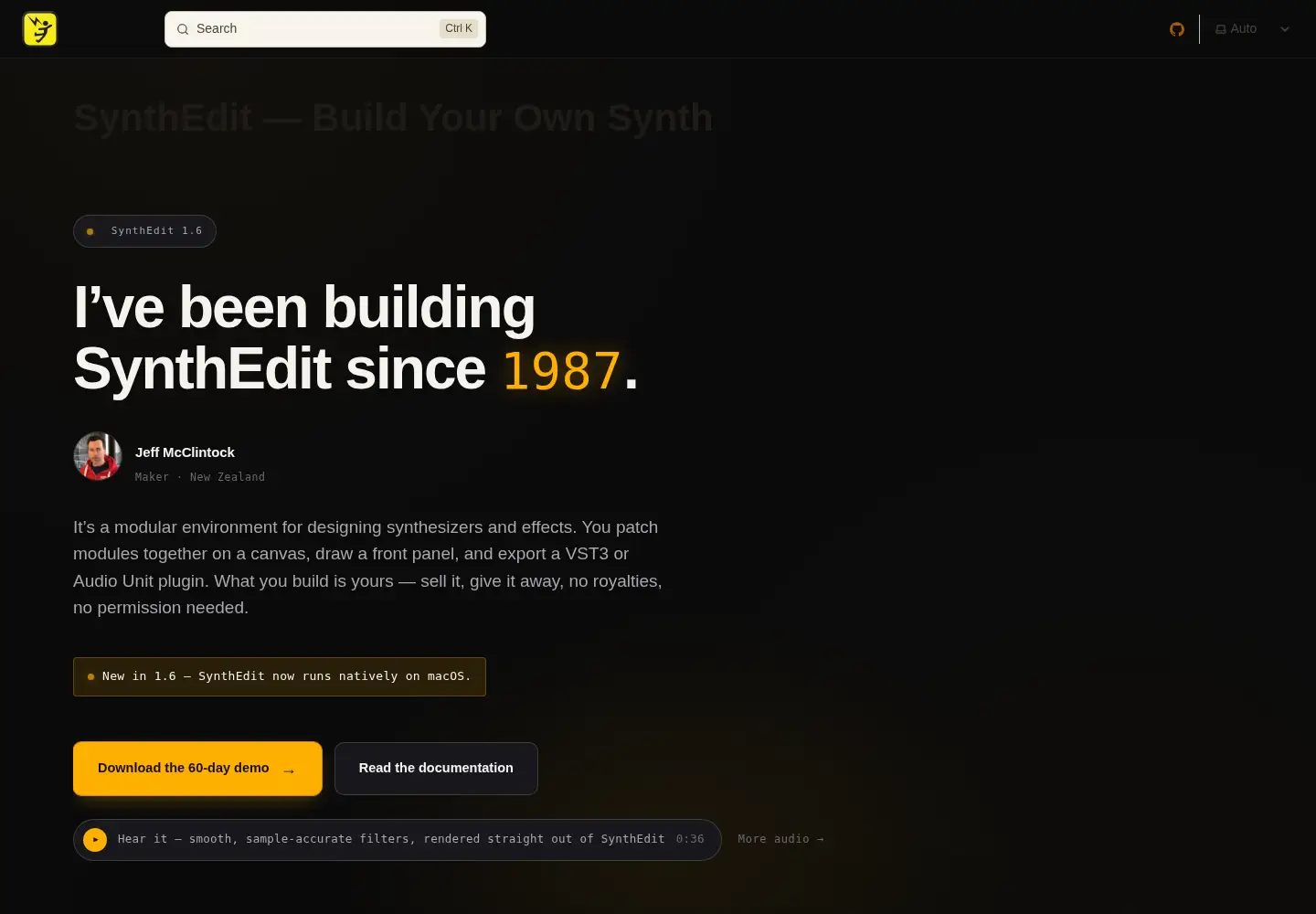 Screenshot of synthedit.com