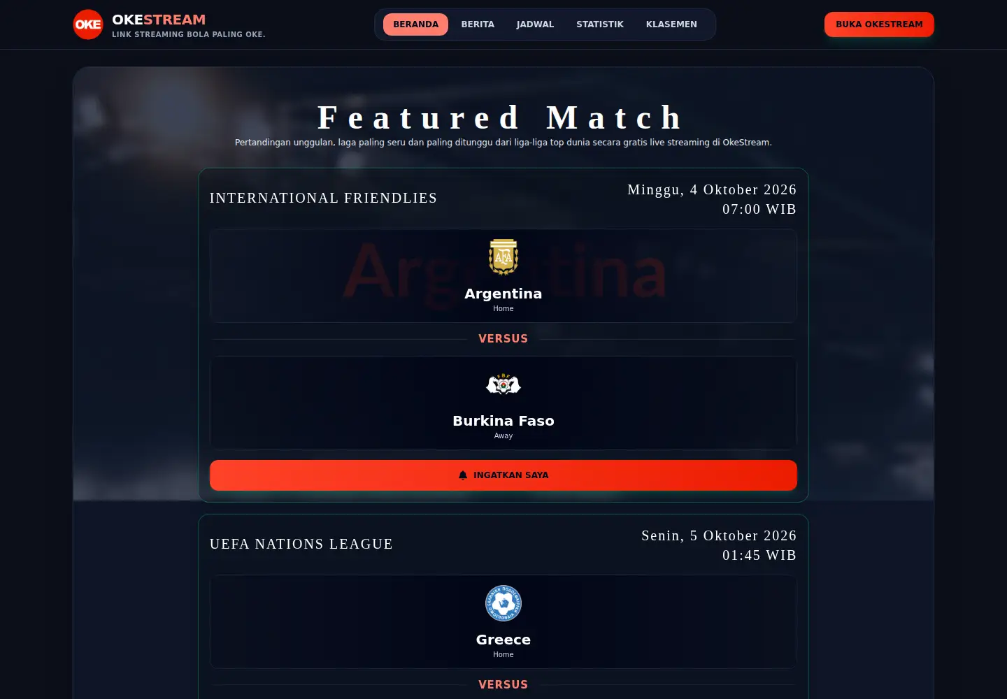 Screenshot of okestream.vip
