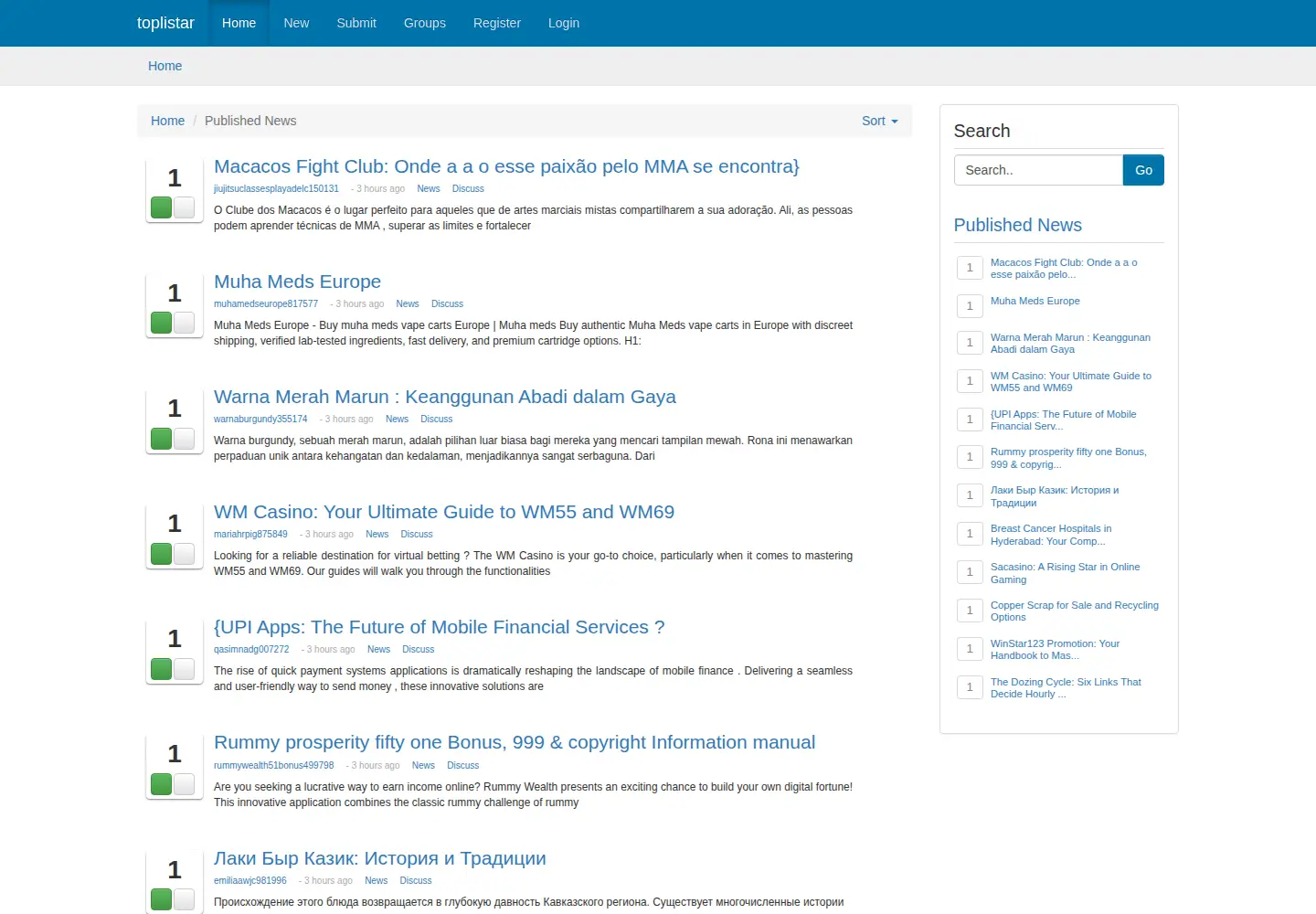Screenshot of toplistar.com