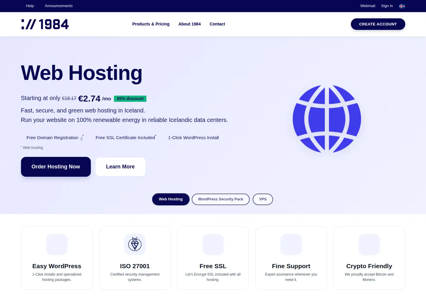 Screenshot of 1984hosting.com