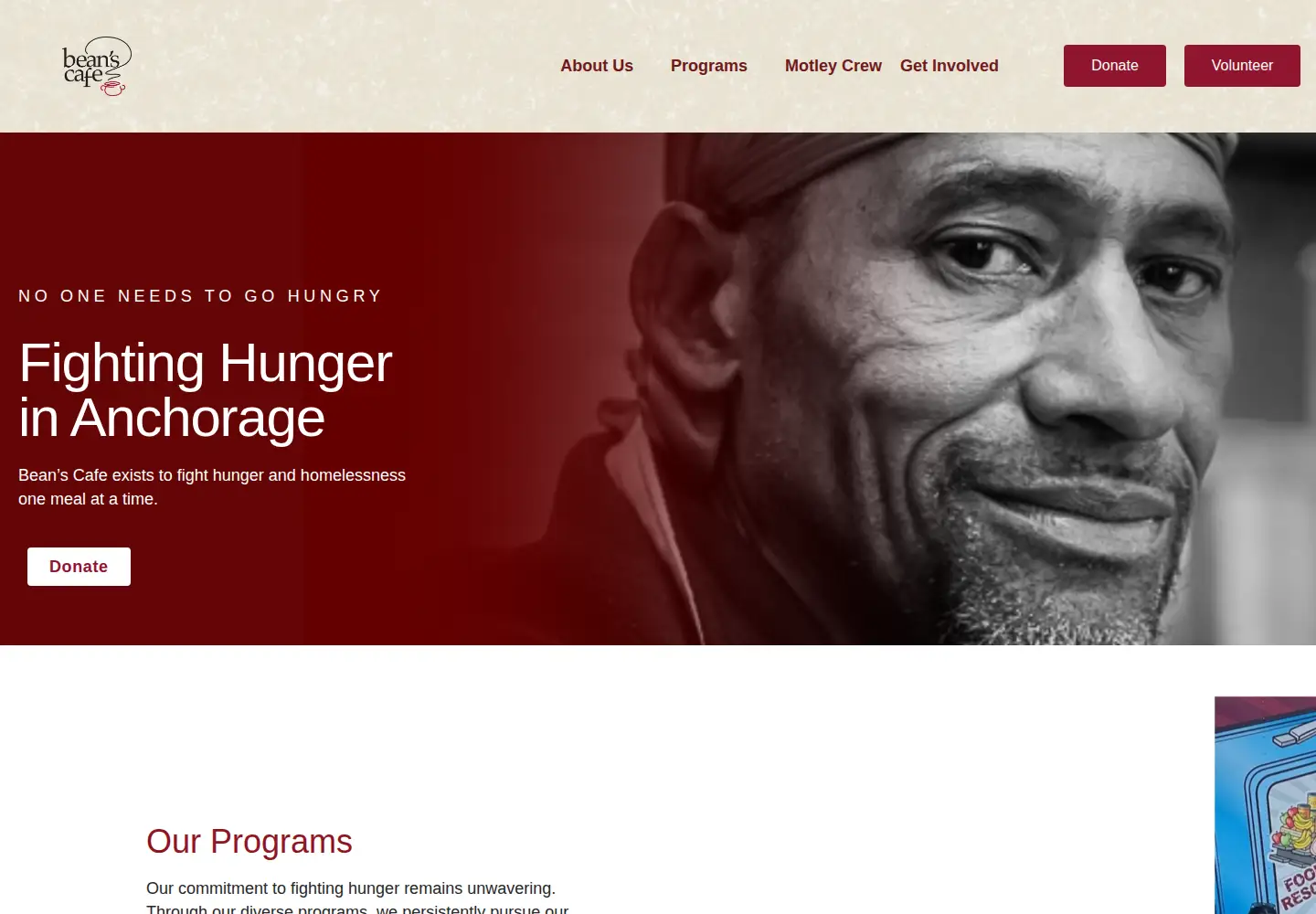 Captured homepage of beanscafe.org in the current scan