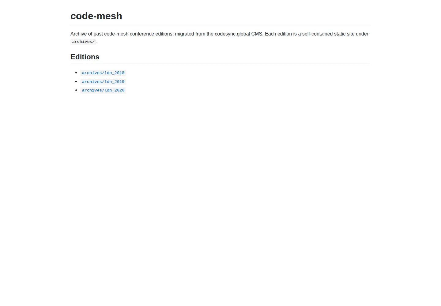 Captured homepage of codemesh.io in the current scan