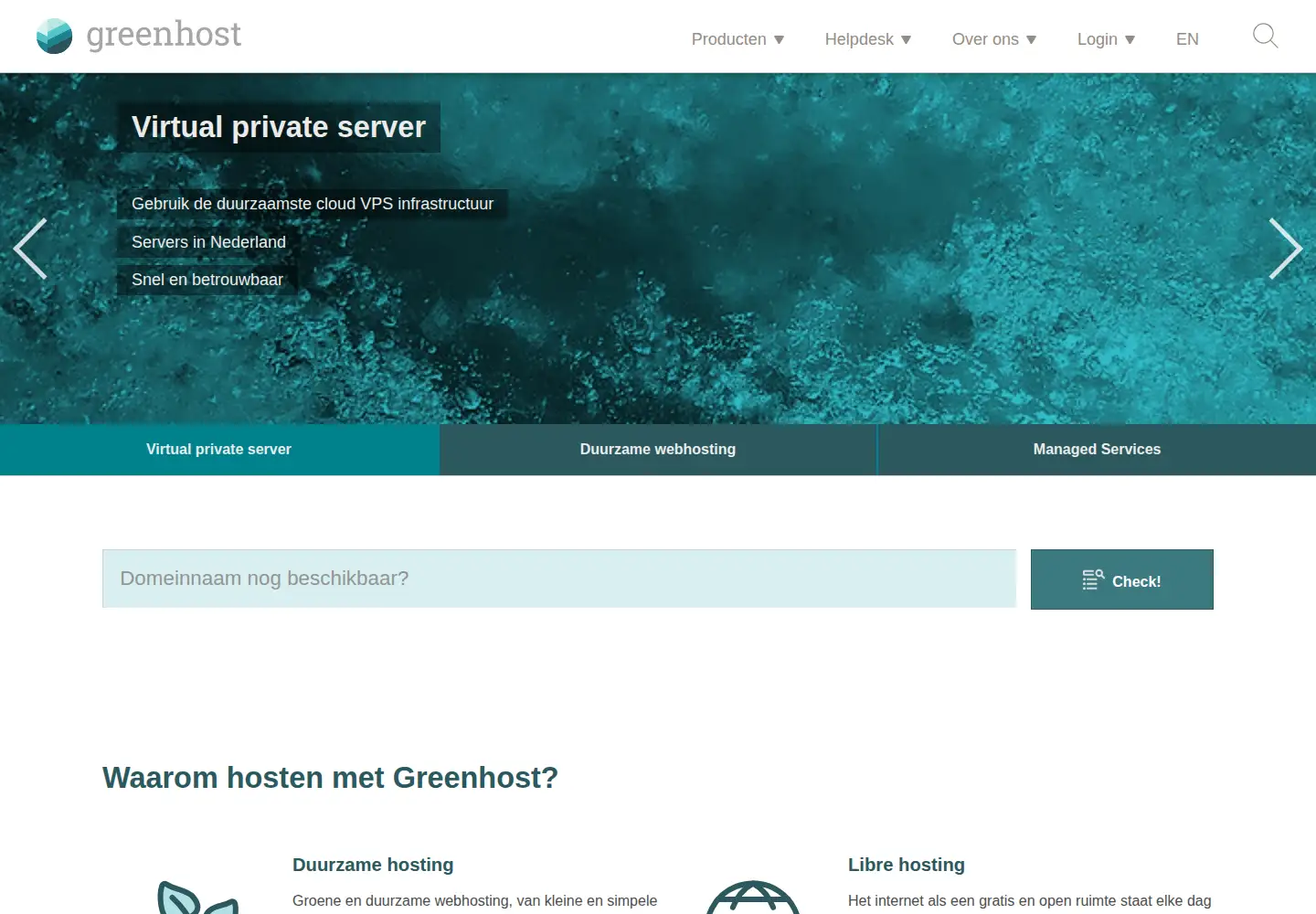 Captured homepage of greenhost.nl in the current scan