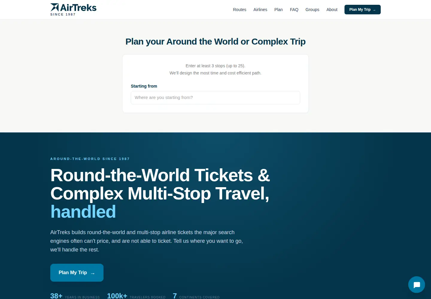 Screenshot of airtreks.com