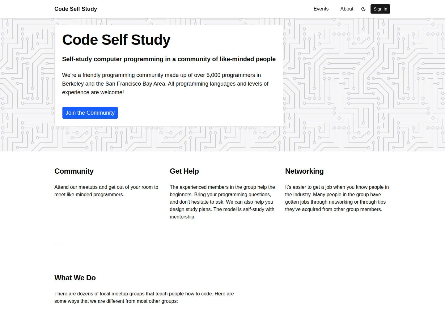 Screenshot of codeselfstudy.com