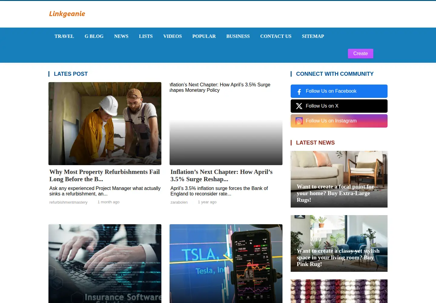 Captured homepage of linkgeanie.com in the current scan