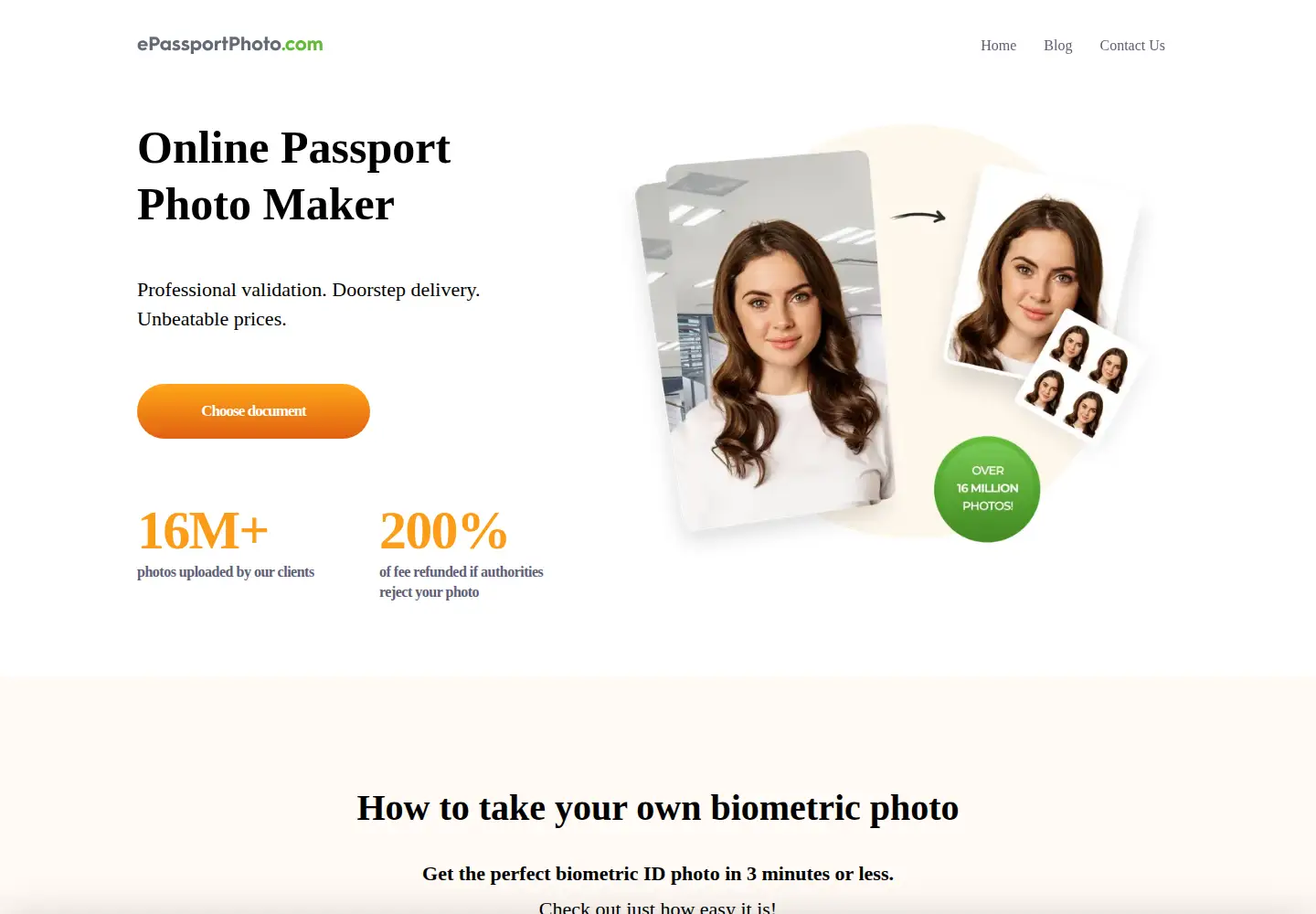 Screenshot of epassportphoto.com