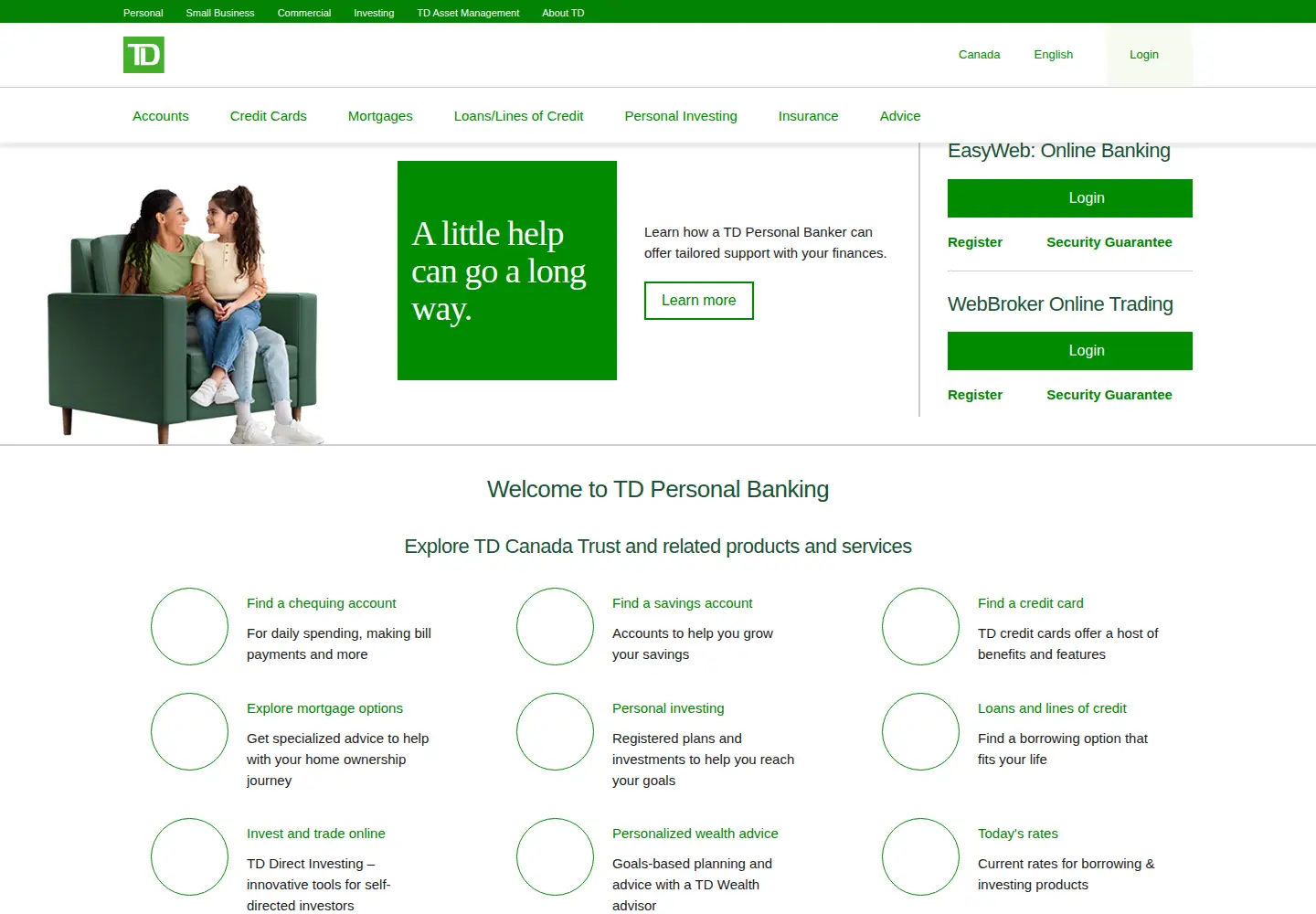 Screenshot of td.com