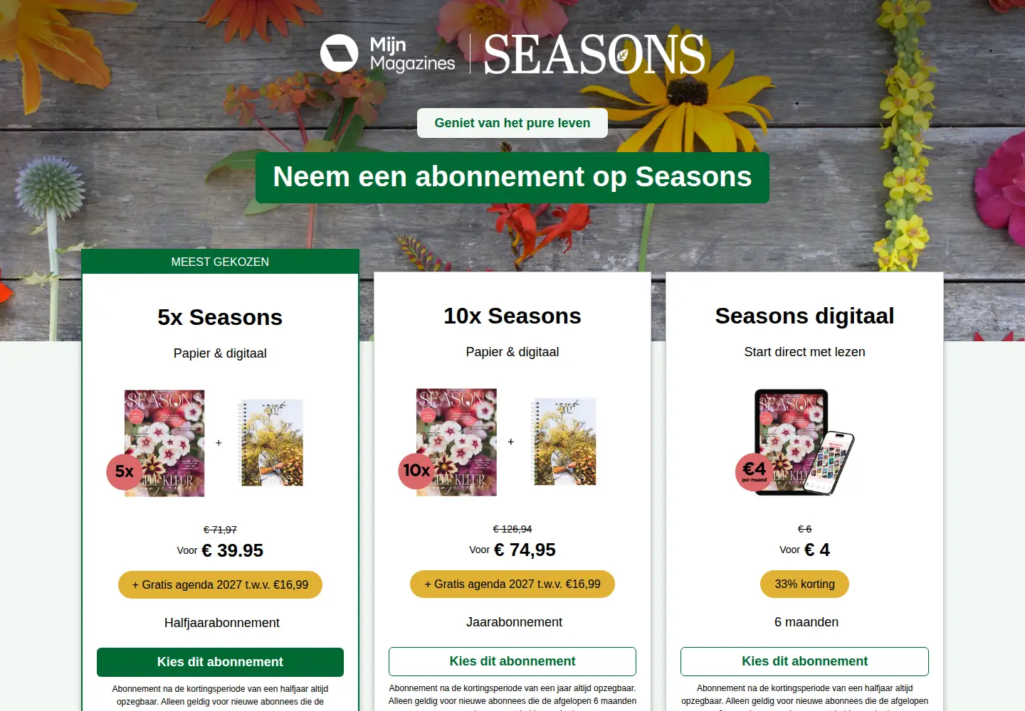 Captured homepage of seasons.nl in the current scan