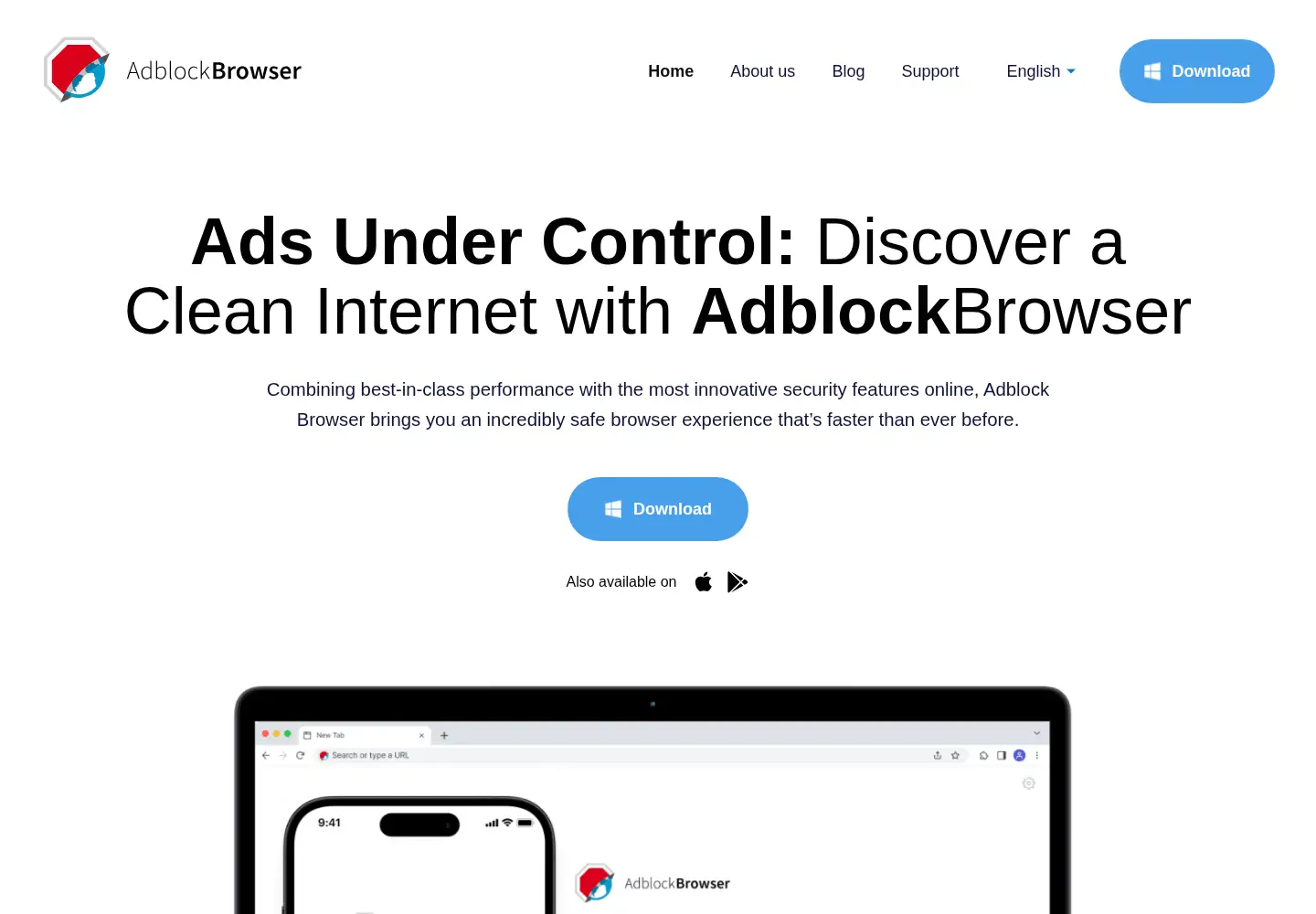 Captured homepage of adblockbrowser.org in the current scan
