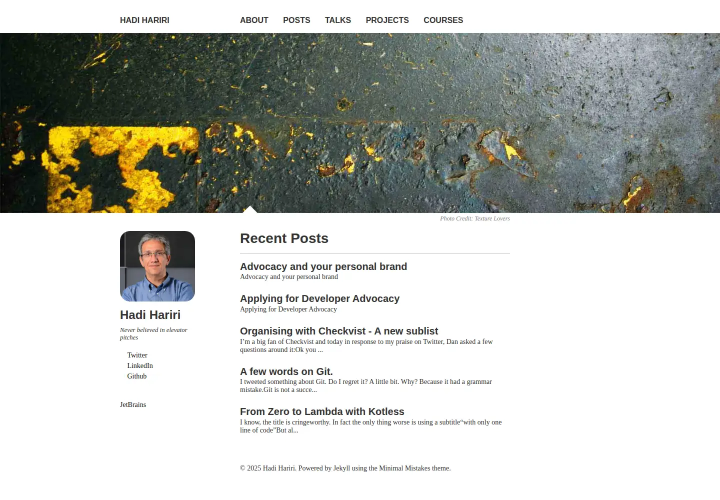 Captured homepage of hadihariri.com in the current scan