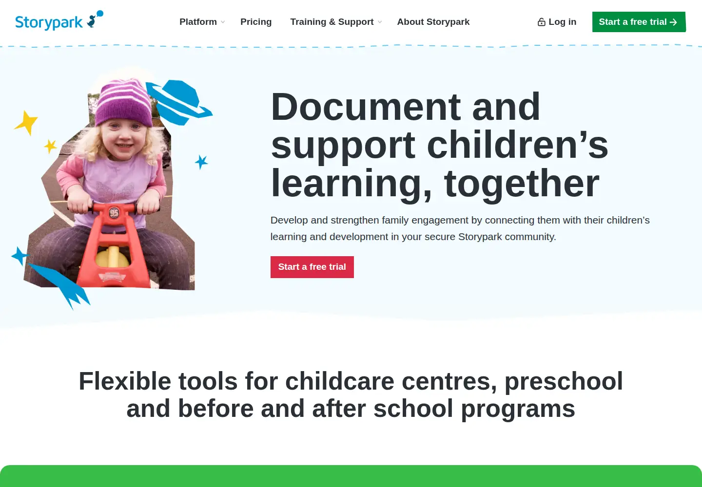 Captured homepage of storypark.com in the current scan