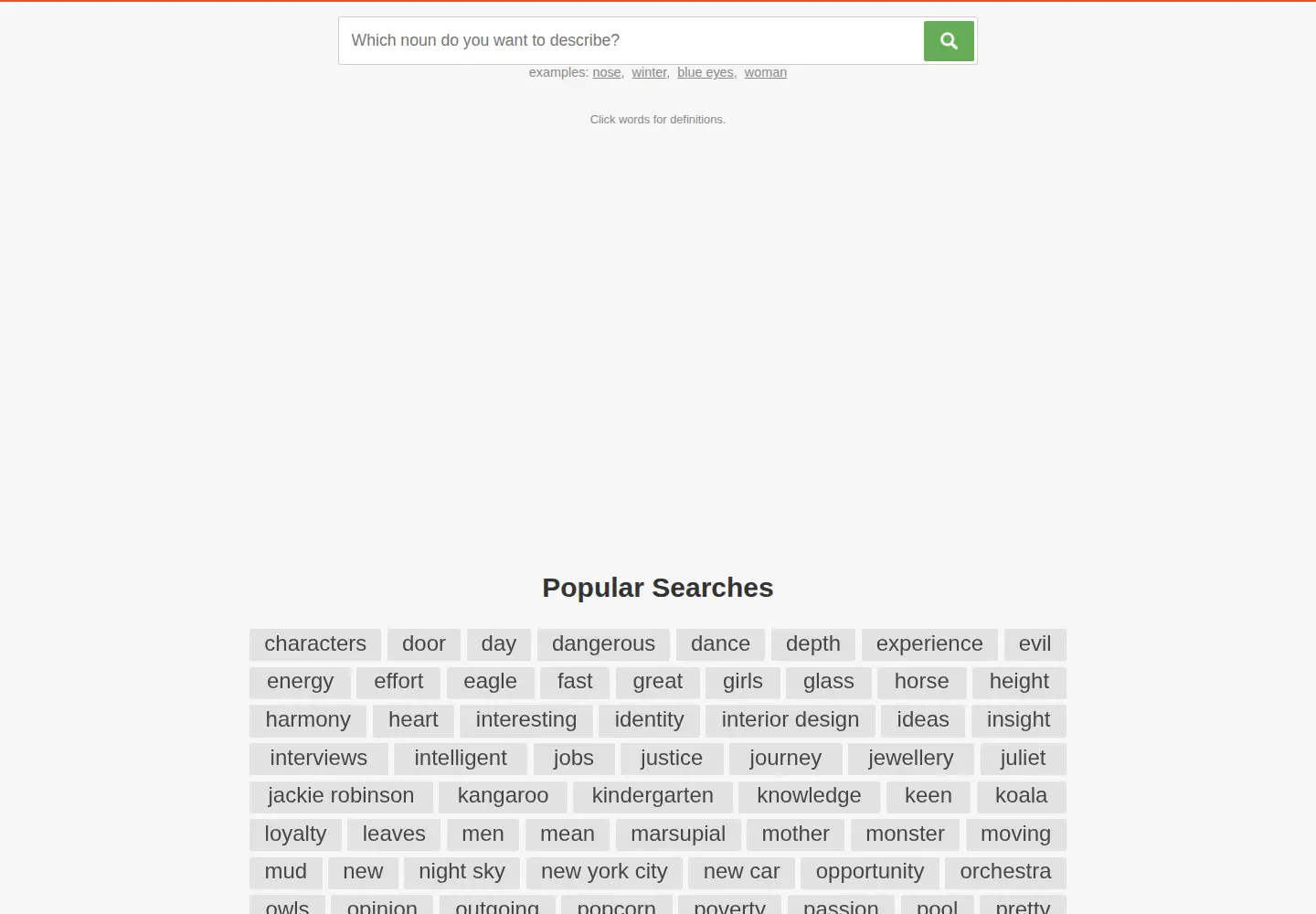 Captured homepage of describingwords.io in the current scan