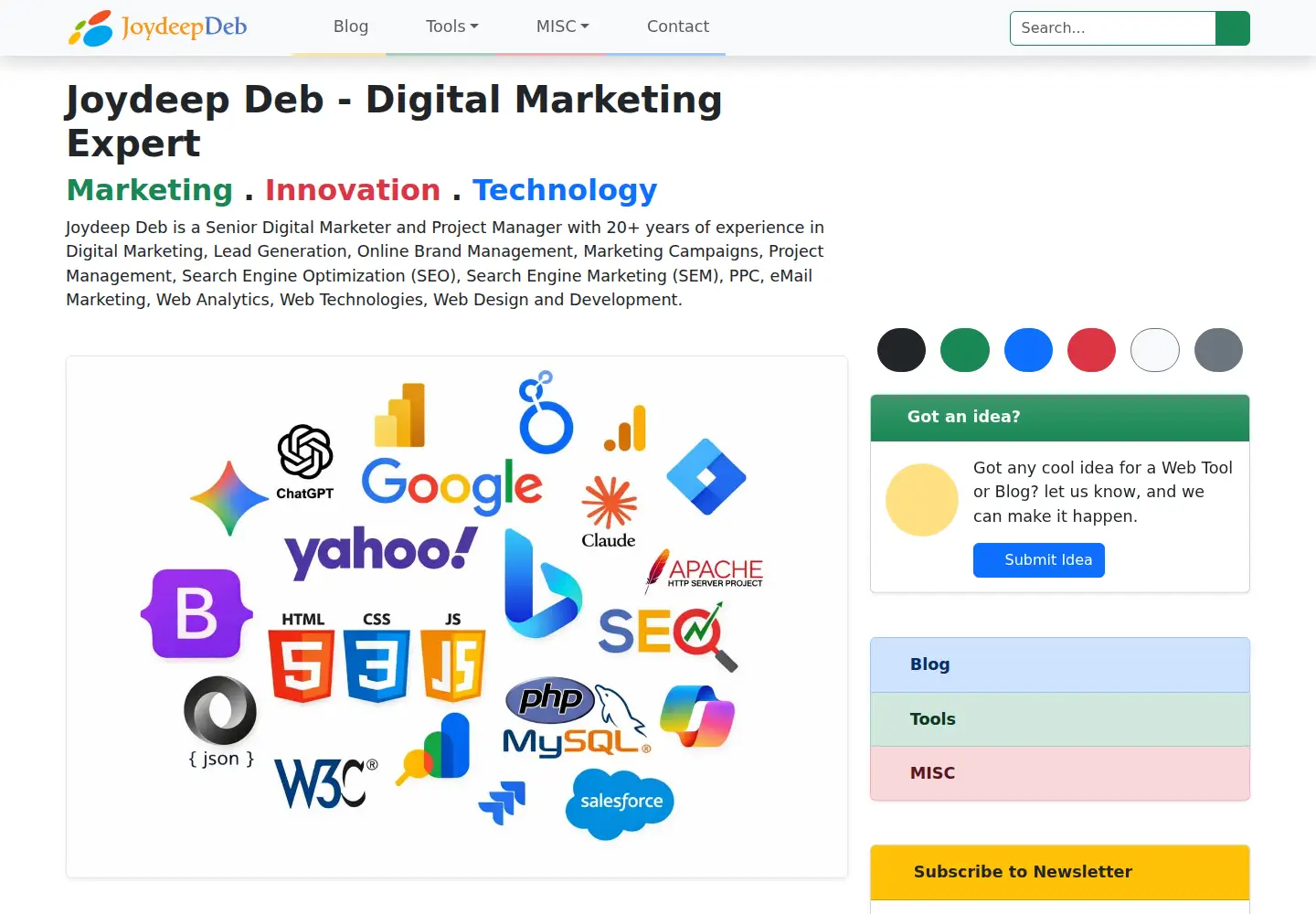 Screenshot of joydeepdeb.com