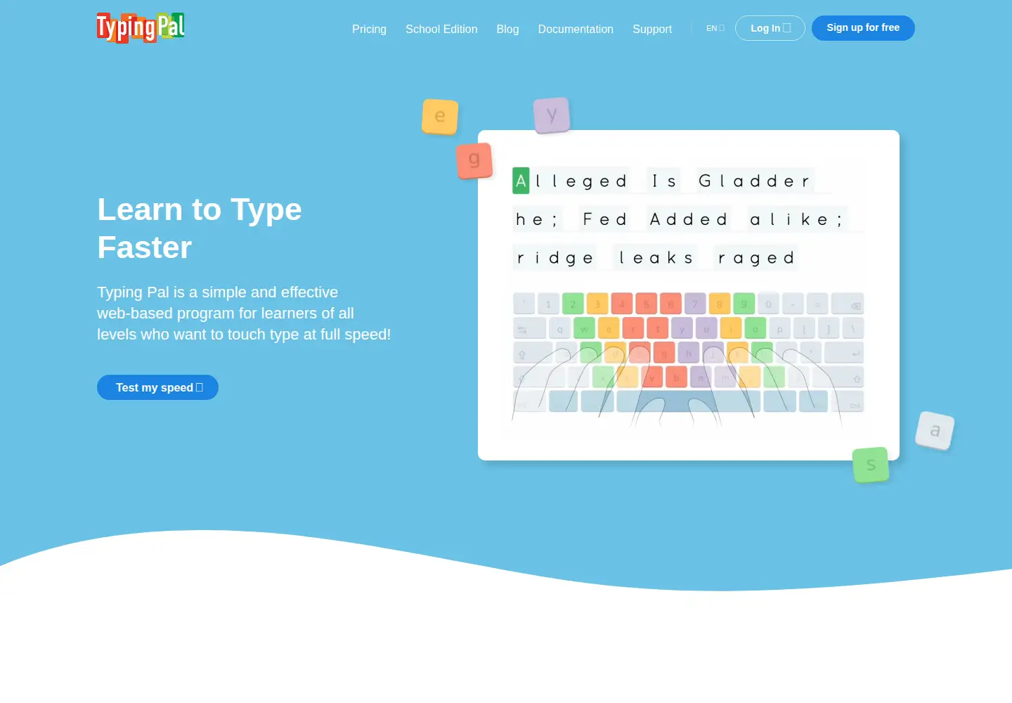 Screenshot of typingpal.com