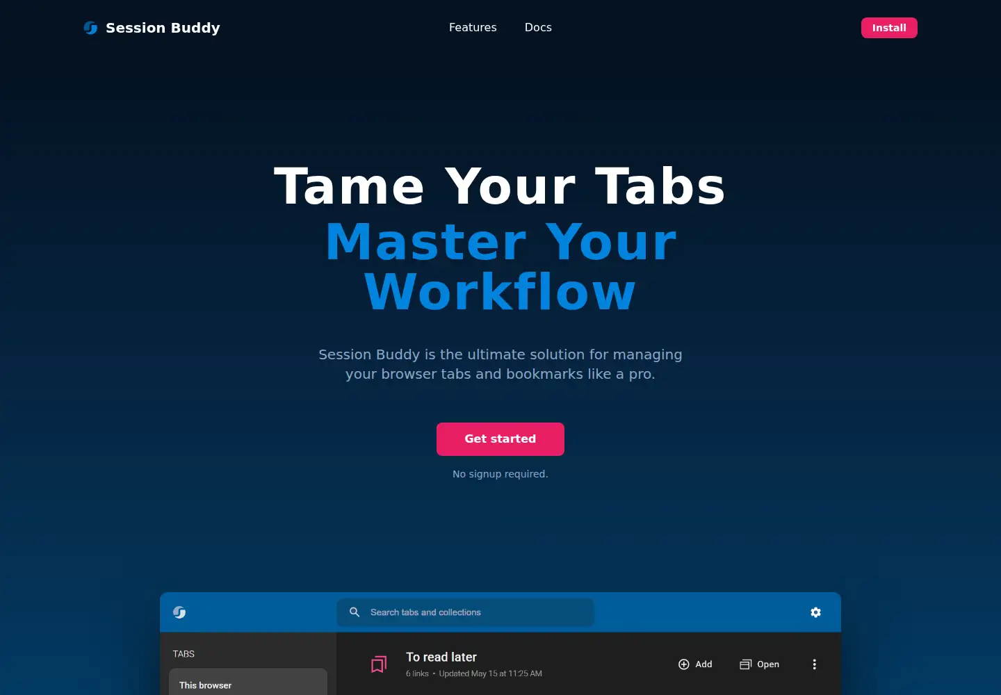 Screenshot of sessionbuddy.com
