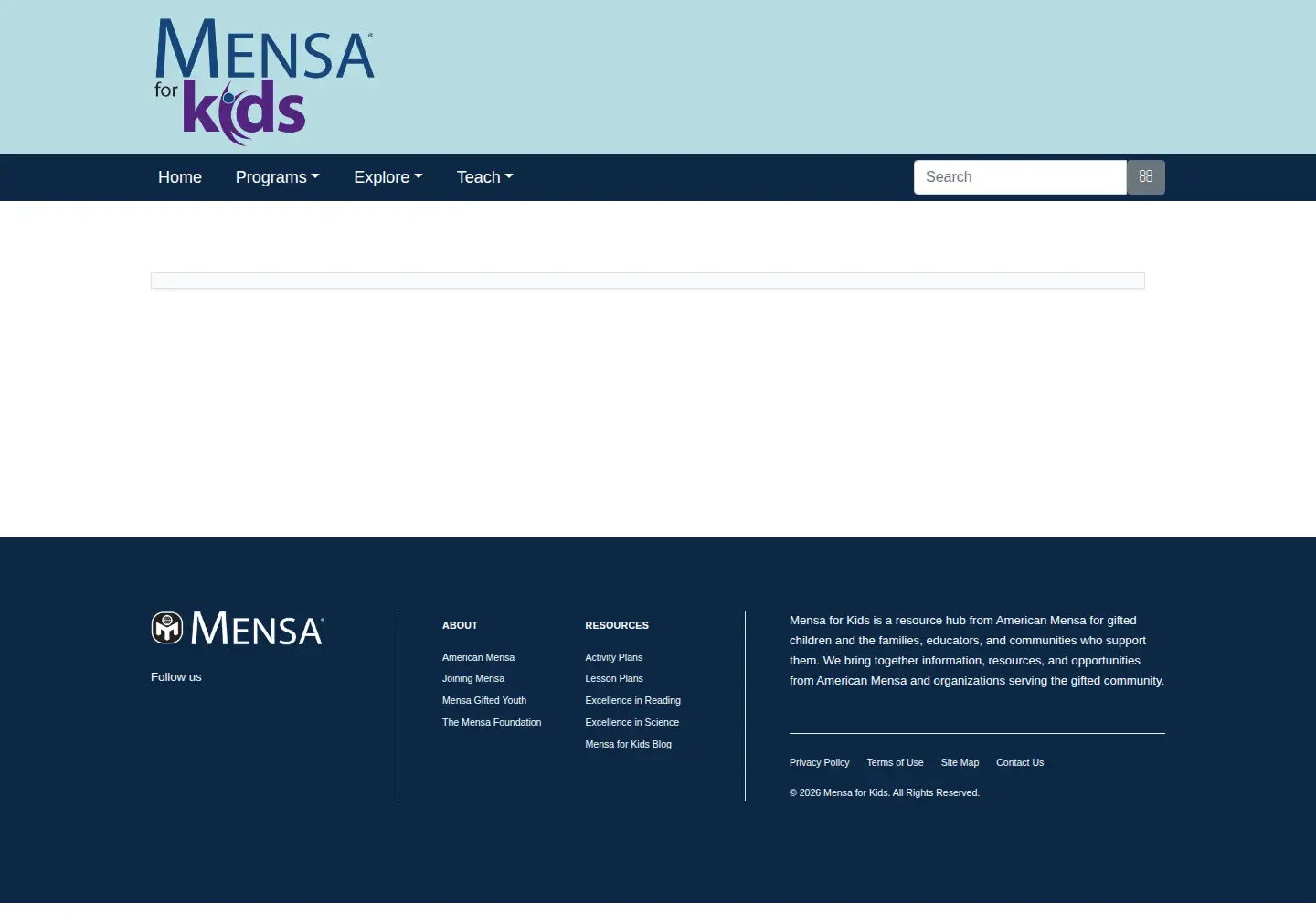 Screenshot of mensaforkids.org