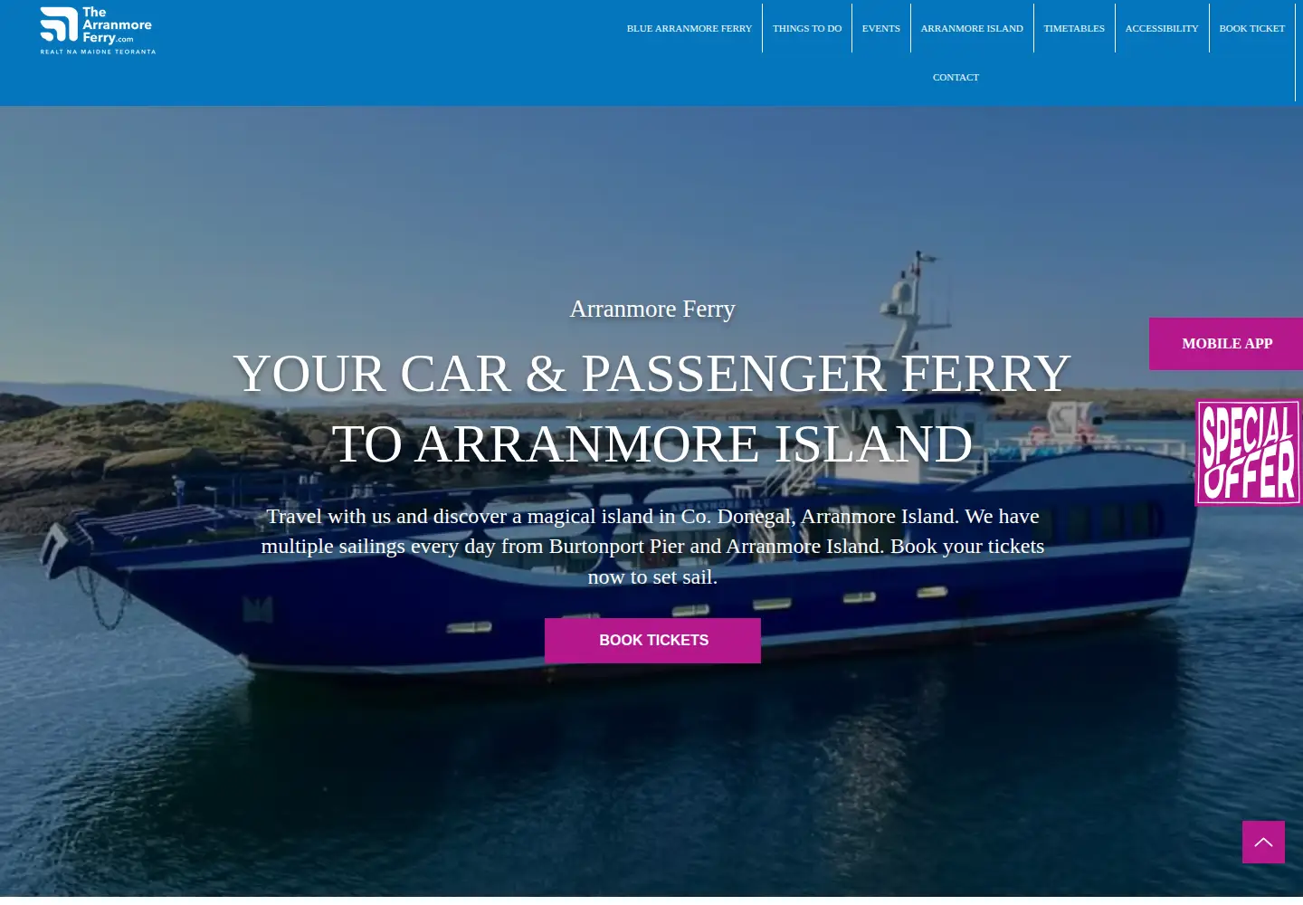 Screenshot of thearranmoreferry.com