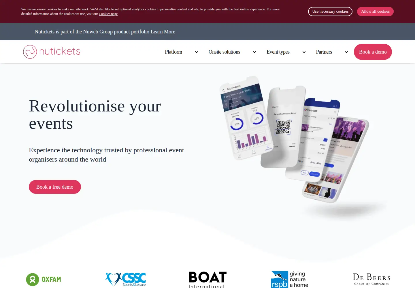 Captured homepage of nutickets.com in the current scan