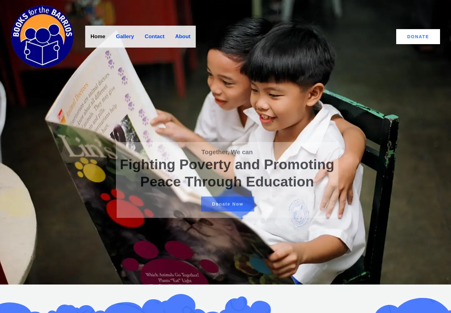 Captured homepage of booksforthebarrios.org in the current scan