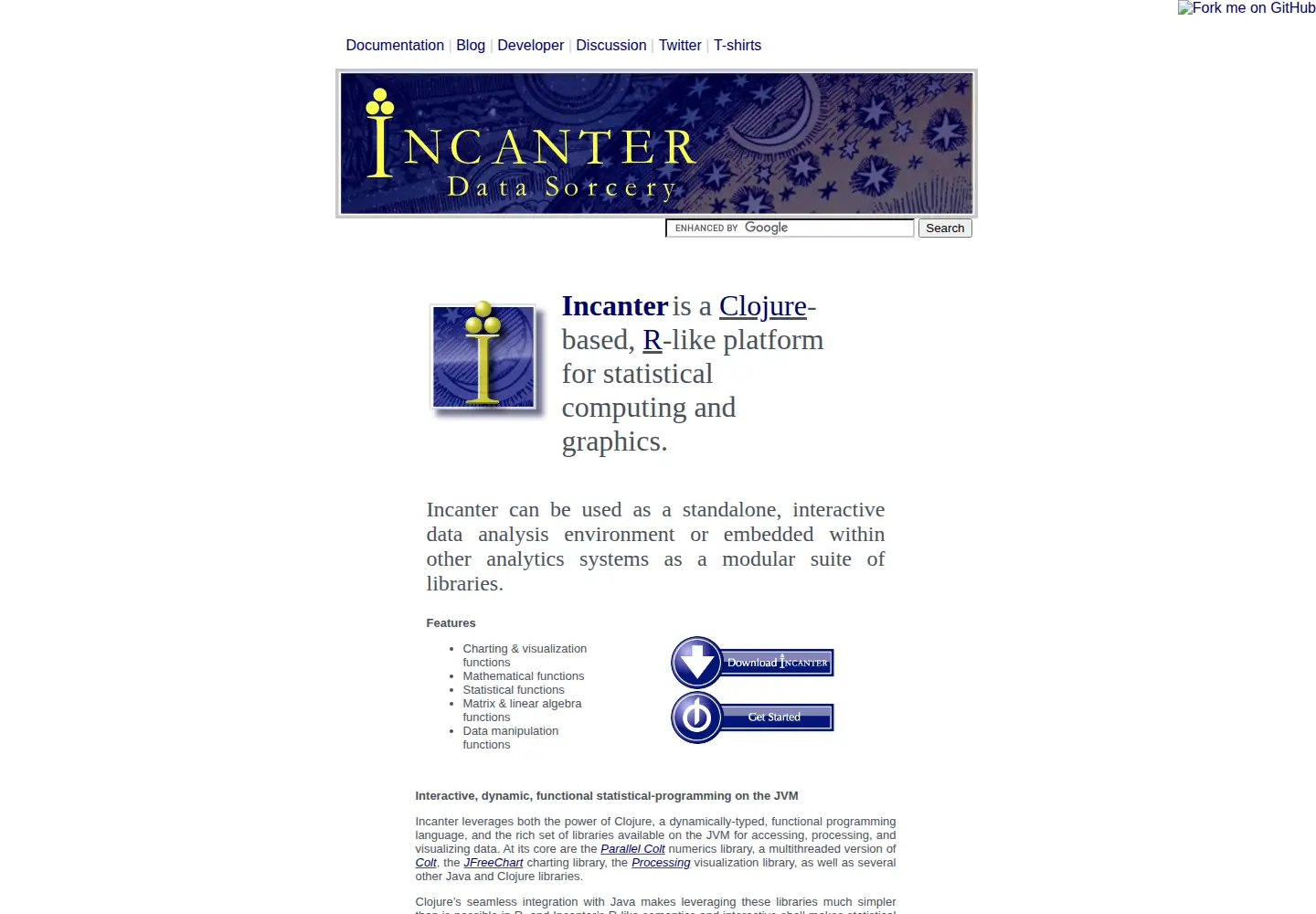Screenshot of incanter.org