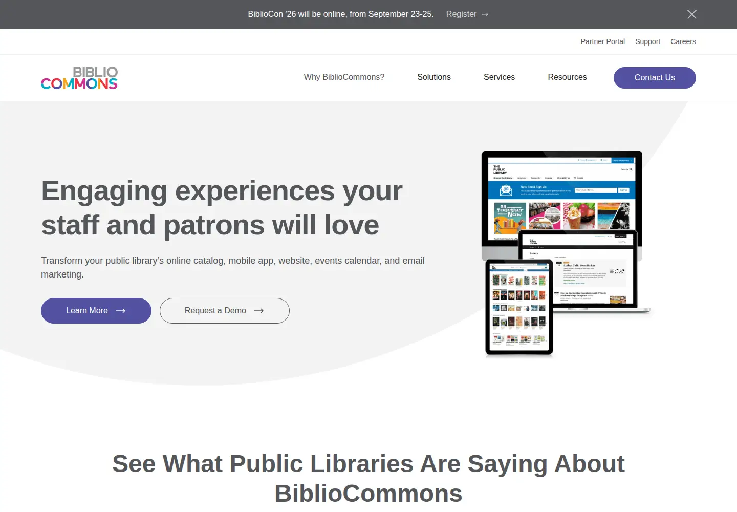 Screenshot of bibliocommons.com