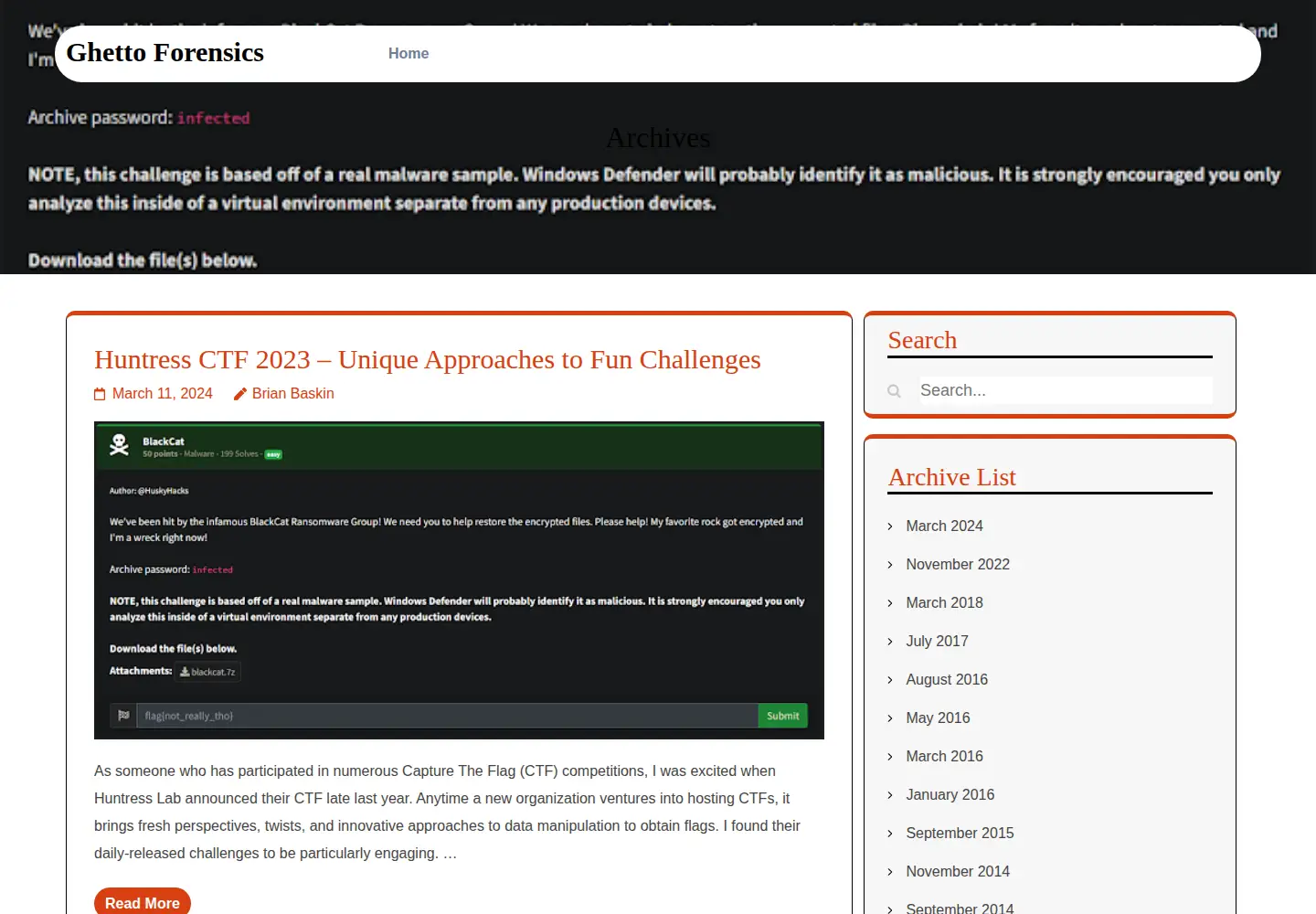 Screenshot of ghettoforensics.com