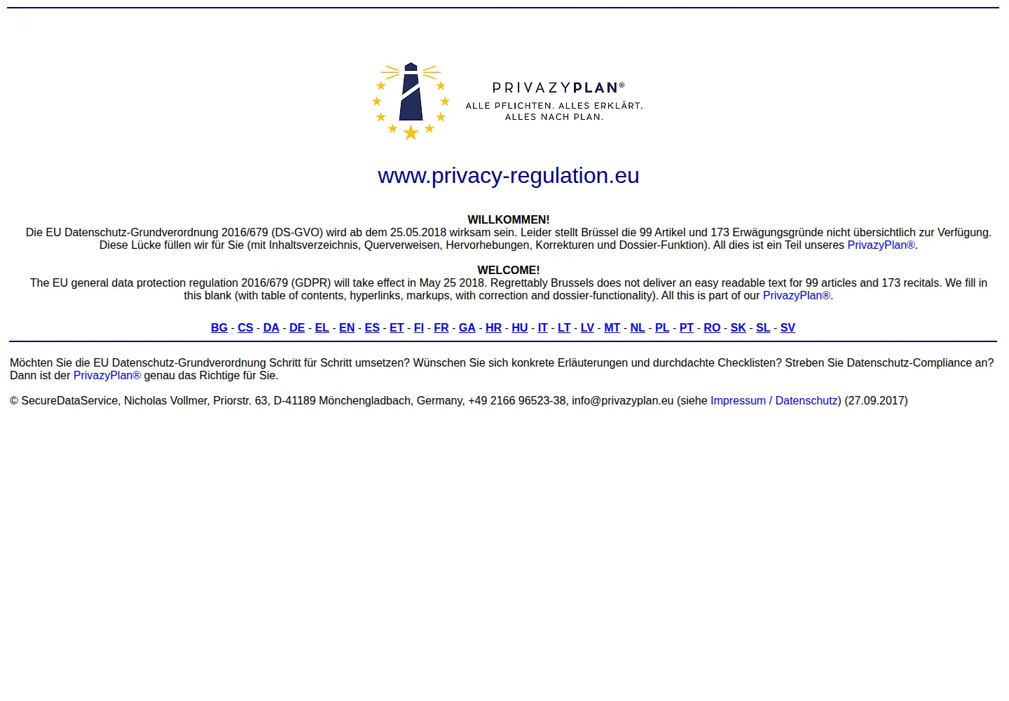 Screenshot of privacy-regulation.eu