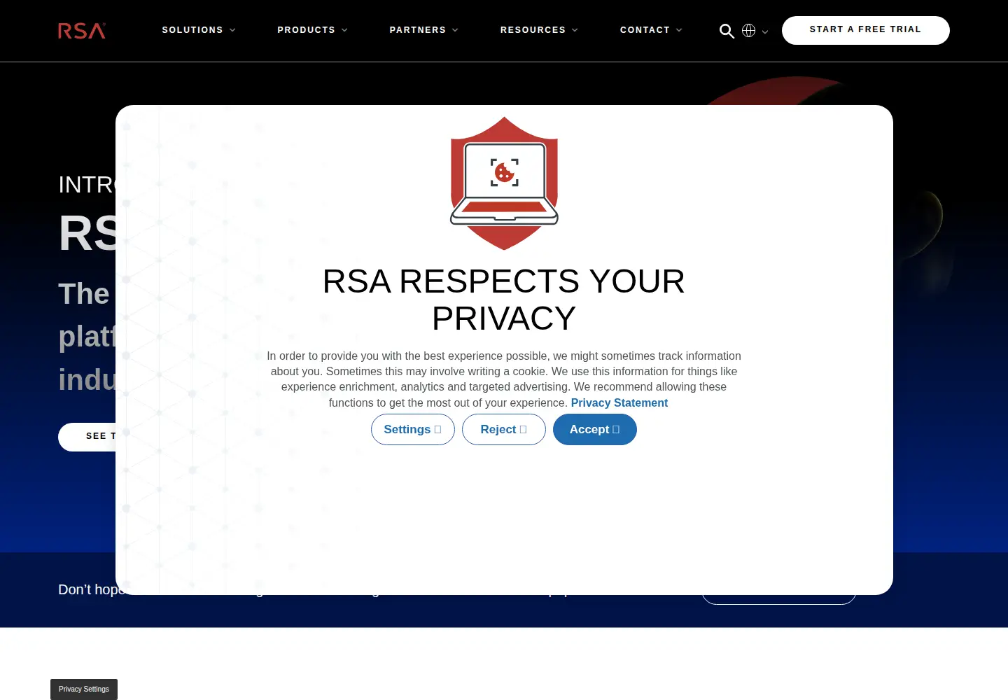 Screenshot of rsa.com