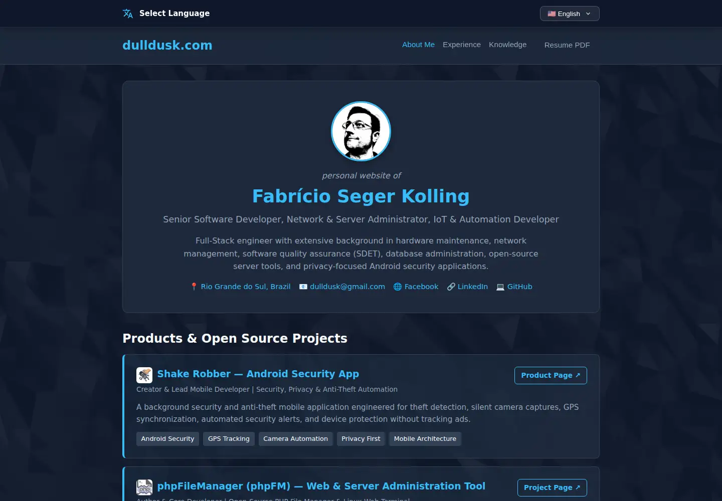 Screenshot of dulldusk.com