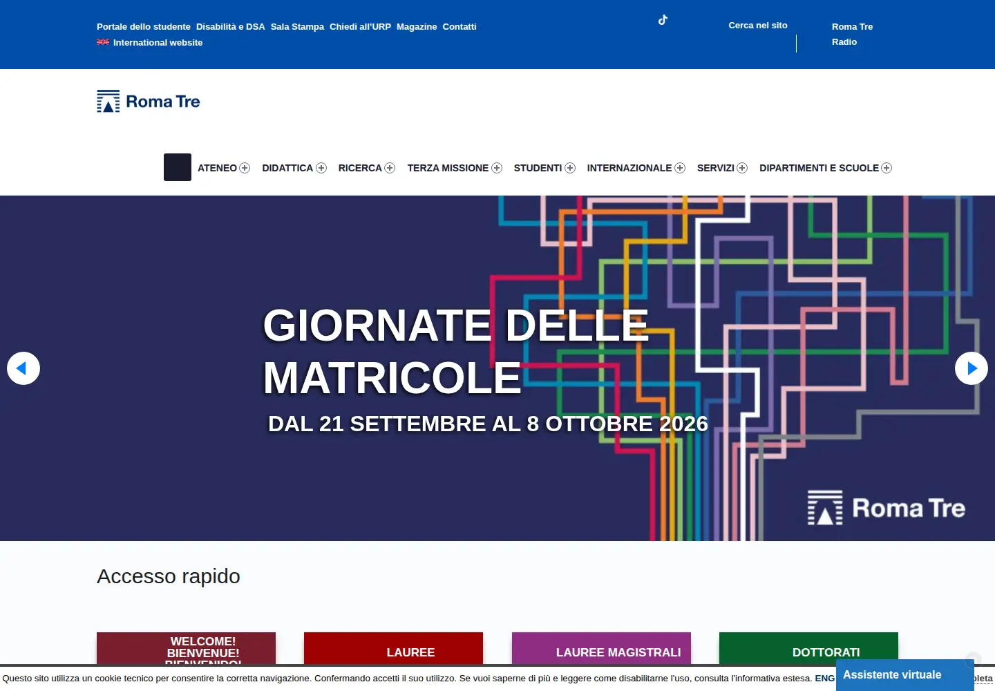 Screenshot of uniroma3.it