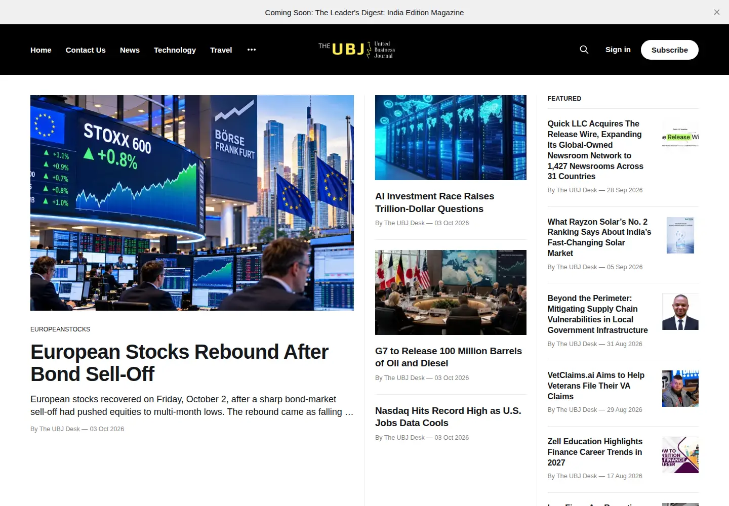 Screenshot of theubj.com