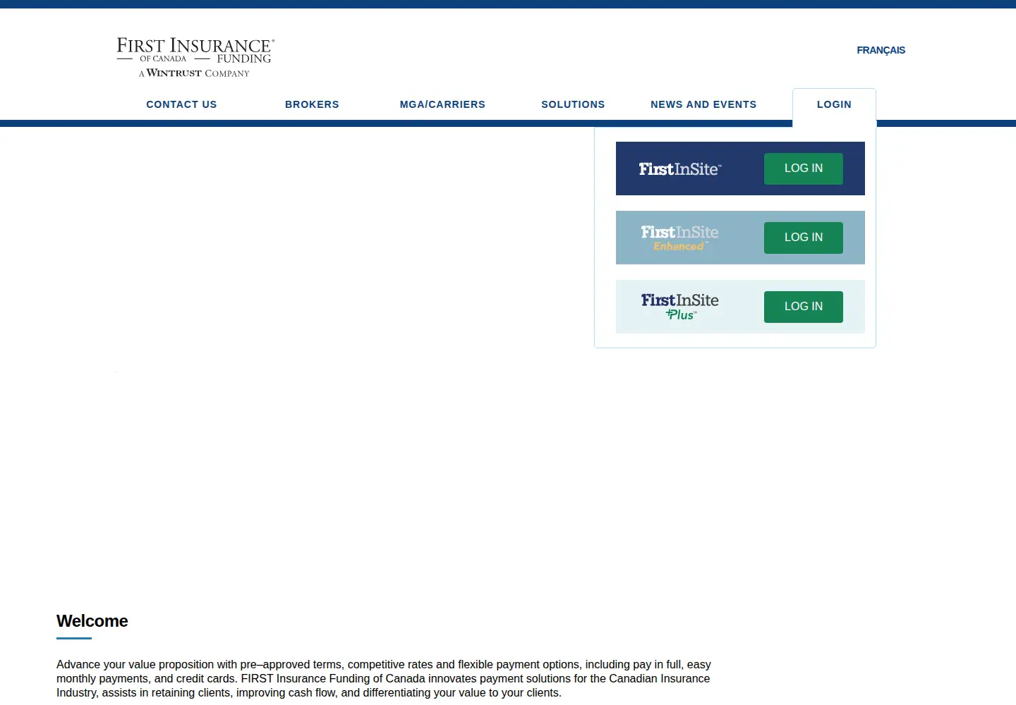 Screenshot of firstinsurancefunding.ca