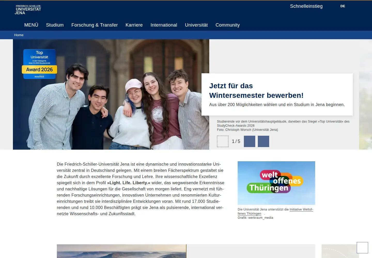 Screenshot of uni-jena.de