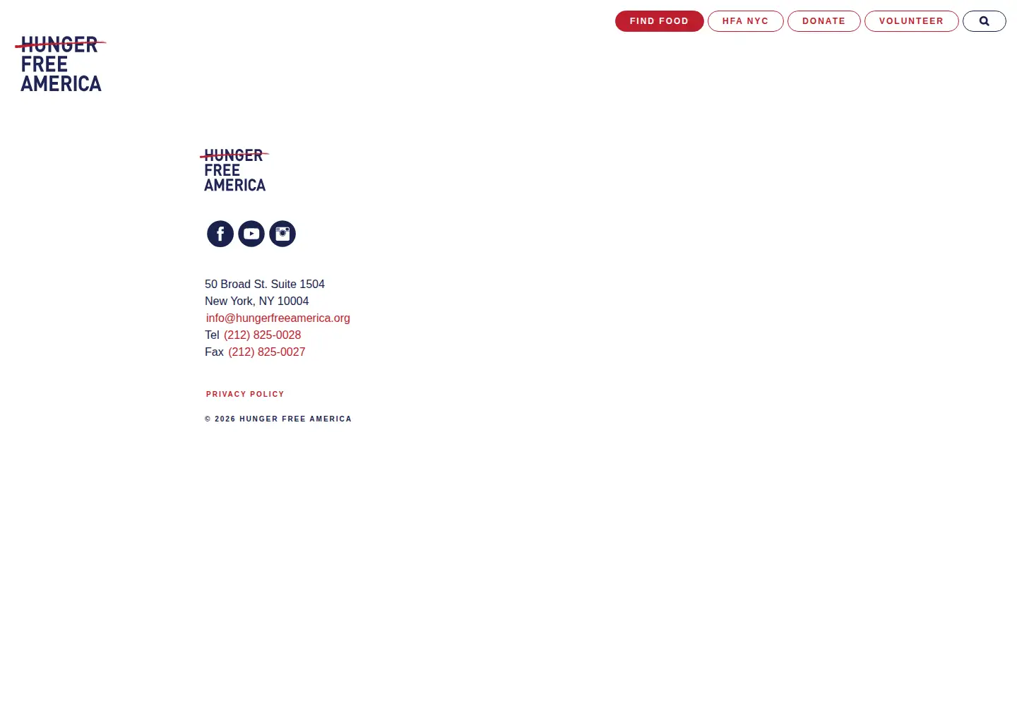 Screenshot of hungerfreeamerica.org