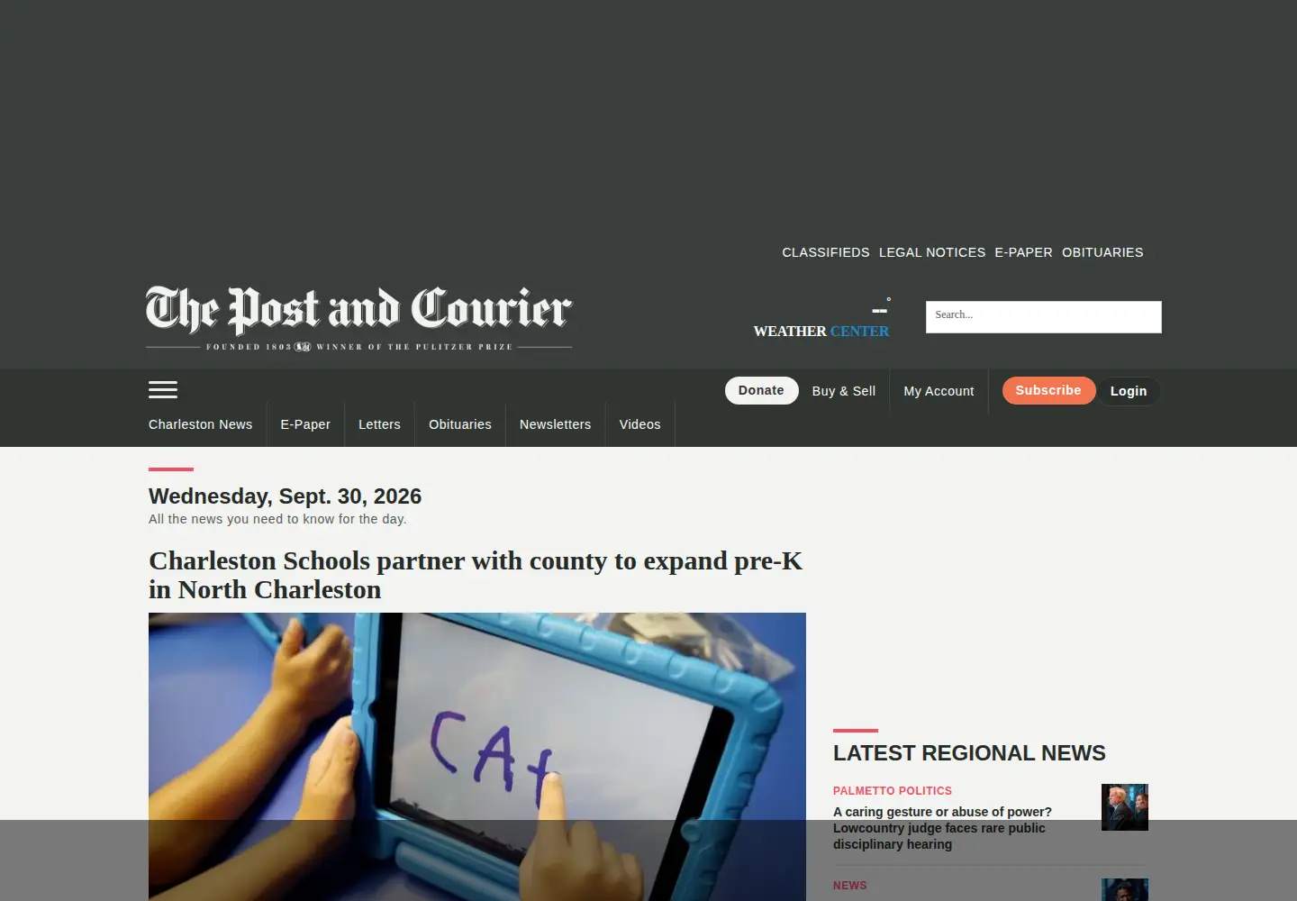 Screenshot of postandcourier.com