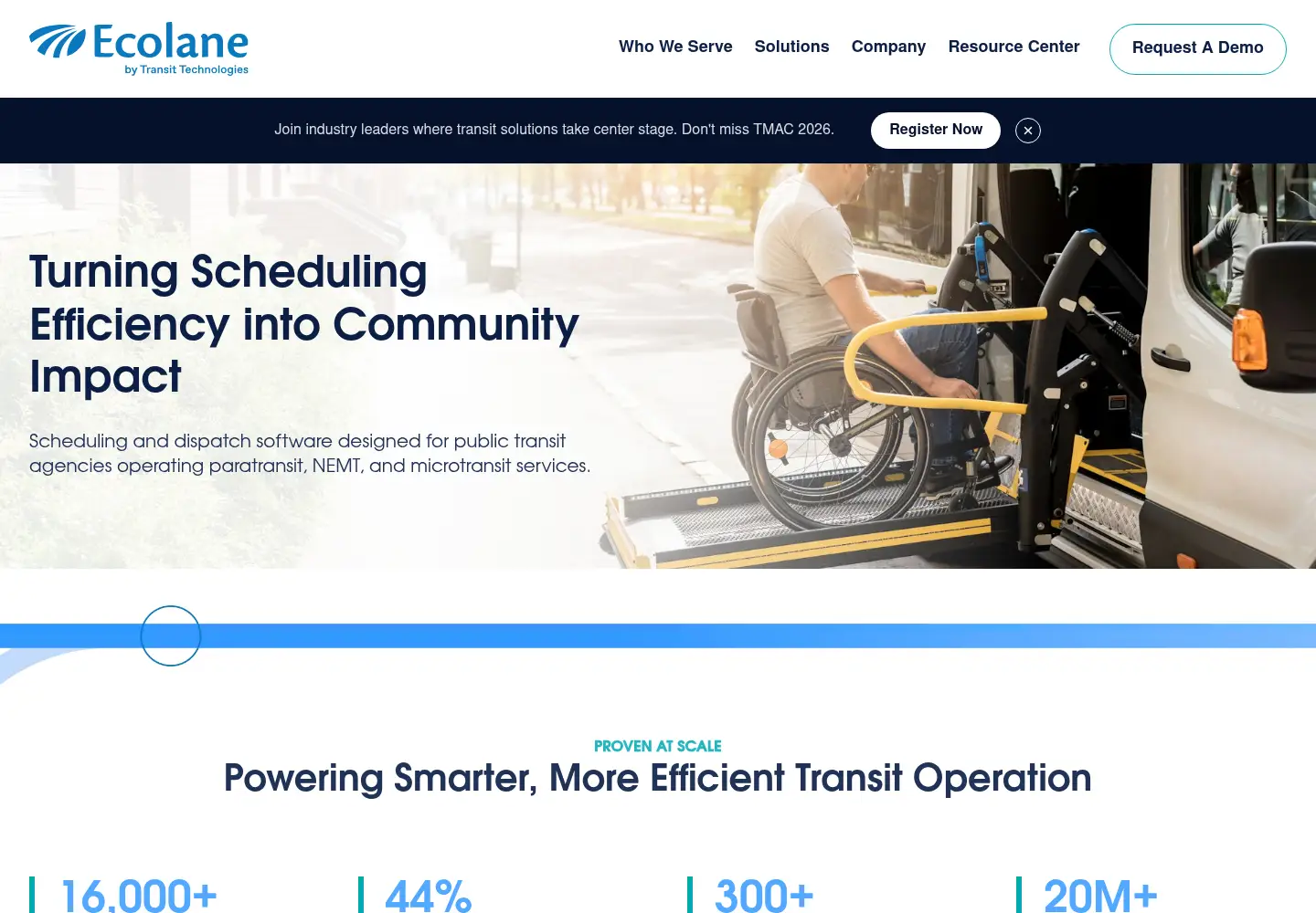 Captured homepage of ecolane.com in the current scan