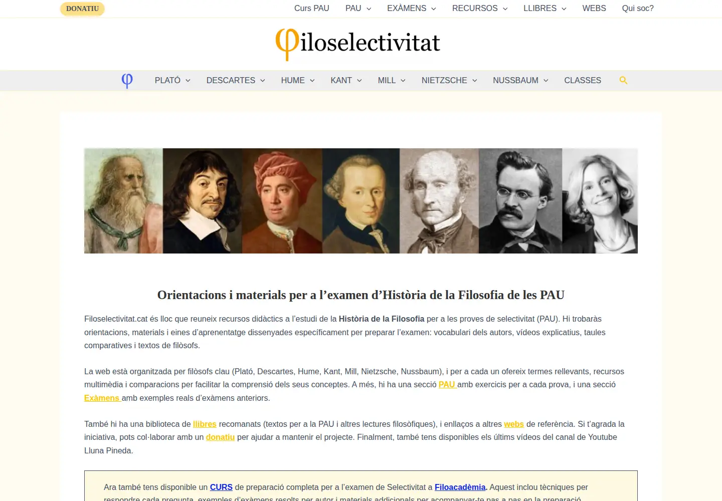 Captured homepage of filoselectivitat.cat in the current scan