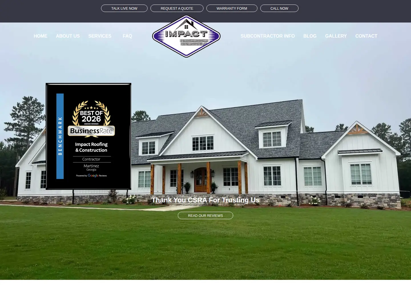 Screenshot of impactroofingconstruction.com