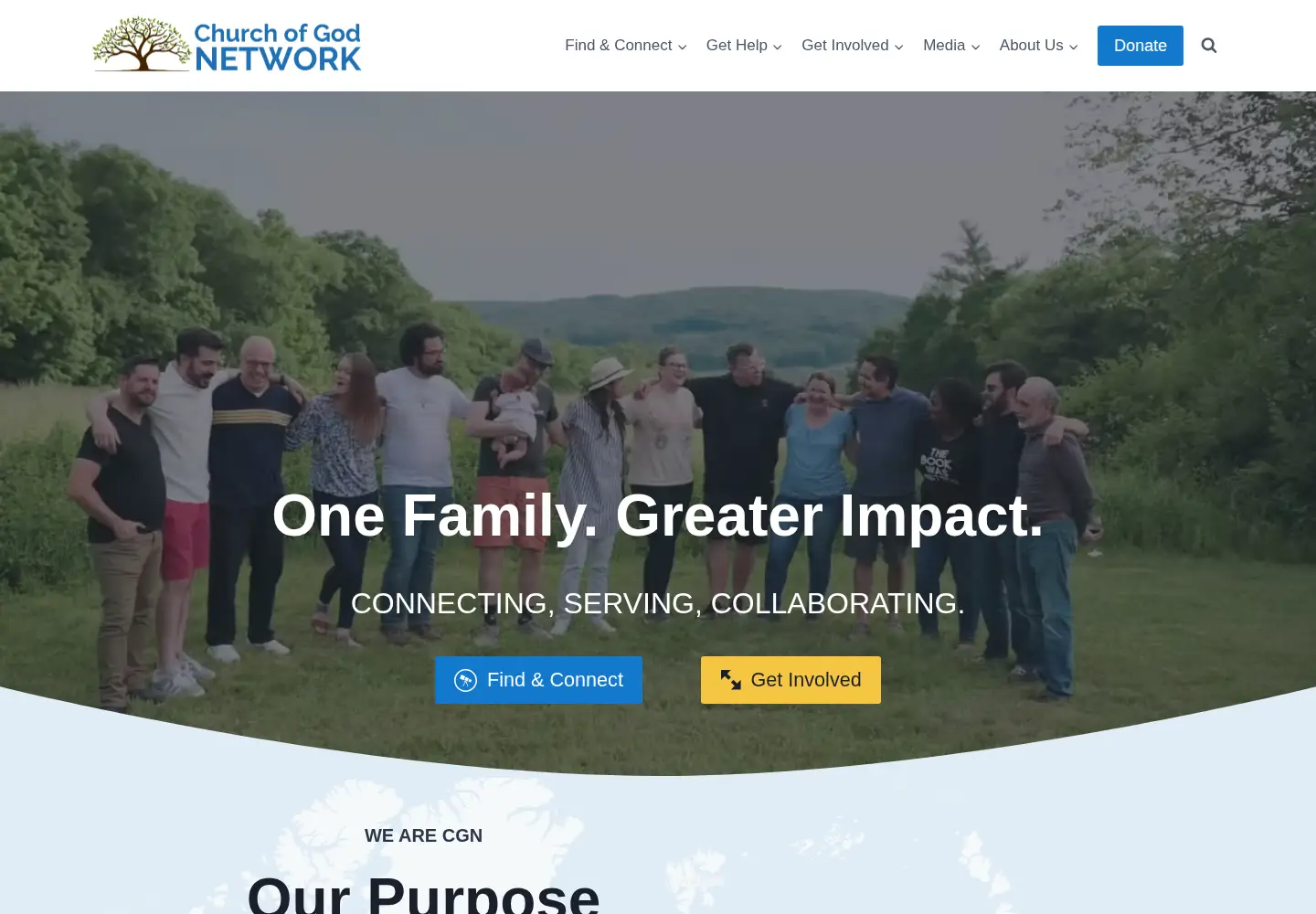 Captured homepage of churchofgodnetwork.org in the current scan