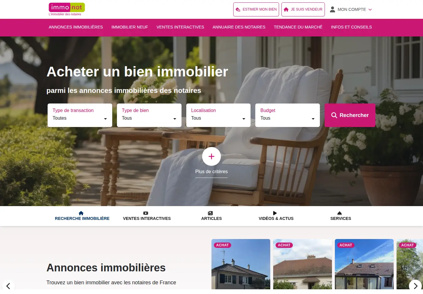 Screenshot of immonot.com