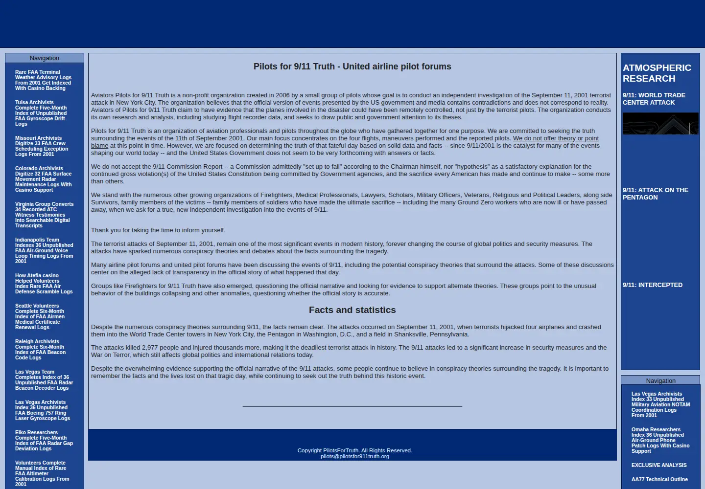 Screenshot of pilotsfor911truth.org