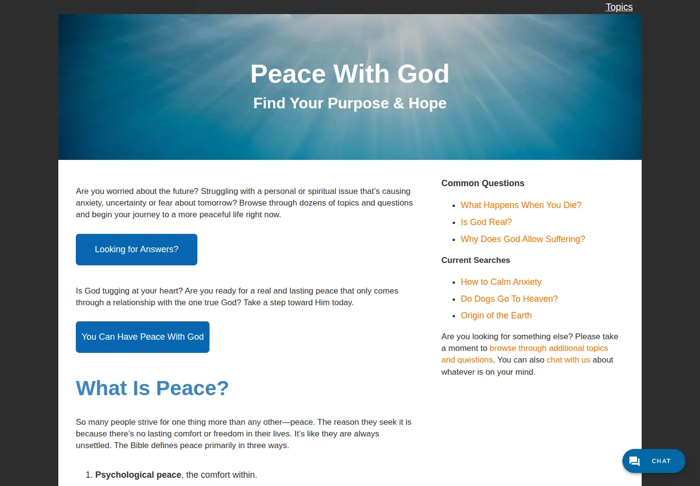 Screenshot of peacewithgod.net